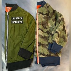 LOT OF 2 Wonder Nation Bomber Jacket and Teddy Jacket Boys Olive and Camo XS 4/5